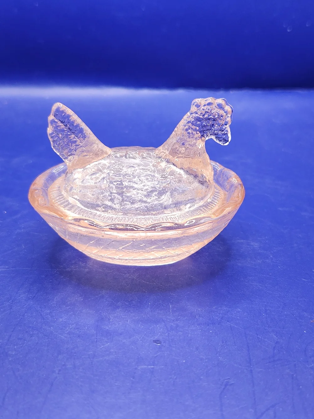 Peach Hen on Nest Mini Glass Salt Cellar Dish